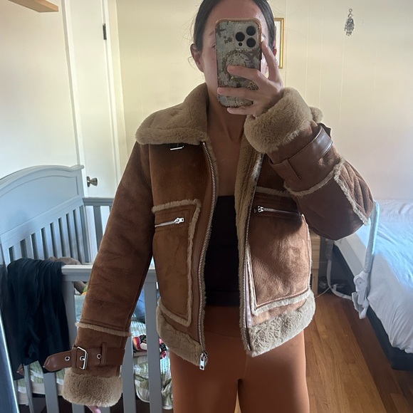 Stradivarius Brown Shearling Jacket - Picture 5 of 5